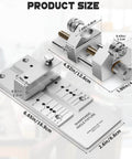 Chisel Sharpening Jig With Lightweight All Metal Honing Guide System, Adjustable Angle Gauge And Fixture, Pro Grade Ultra Durable Aluminum Roller Stop, showing sizes