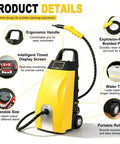 Powerful 3000W Commercial Steam Cleaner With 3.5L Tank For High Temp Deep Cleaning At 110C showing ergonomic handle and display.
