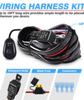 Off Road LED Light Bar Wiring Harness with 40A Relay, Inline Fuse, Switch, Two Lead Wires, Universal Fit for 7-40 Inch Light Bars