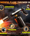 Propane Torch Gun with adjustable flame and safety lock in use for BBQ grilling, delivering 3272F high heat, black with metal nozzle.