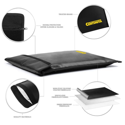 Fireproof And Waterproof Document Bag With Zipper 2000F Protection 15x11 Inch Safe Holder For Cash And Documents Includes 3 Document Protectors Built Tough UL Certified