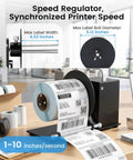 Hardcore Automatic Label Rewinder Machine Handles Coreless And Up To 1.1 Inch Cored Rolls showing labels feeding at 1-10 inches/second.