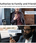 Heavy Duty Fingerprint Padlock With Bluetooth Outdoor Waterproof Smart Lock For Gates Fences Lockers Gyms Cabinets And Warehouses App Enabled 15 Fingerprints Includes 2 Keys, two men using smartphones to unlock app.