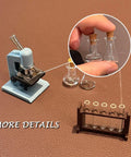 1/12 Scale Dollhouse Lab Accessories Kit With Microscope, Test Tubes And Flasks Dope Mini Science Set Made From Resin, Glass And Wood For Creative Play, Collectors, And Hobbyist Scientists. Mini resin microscope, glass flasks and test tubes