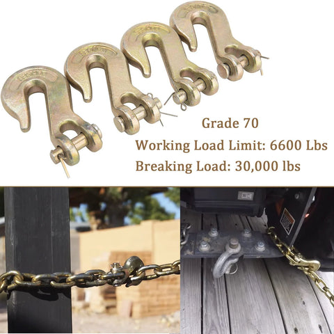 3/8 Inch Clevis Grab Hook For Chains Grade 70 G70 Heavy Duty 6600 Lbs Break Strength on truck and marine chain
