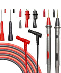 Pro Grade 49 Inch Silicone Multimeter Lead Kit With Gold Plated Probes, Alligator Clips And 0.8mm Back Probe Needles, CAT III 1000V 20A Safety Tested