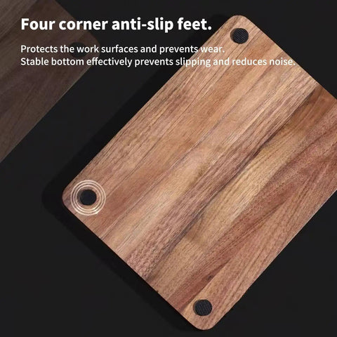 Heavy Duty Wooden Espresso Tamper Station Holder Fits 51mm To 58mm Portafilters with anti-slip feet for stability.
