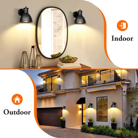 Industrial Barn Style Outdoor Wall Sconces Lanterns Matte Black Porch Lights For Farmhouse Exterior, indoor and outdoor setup
