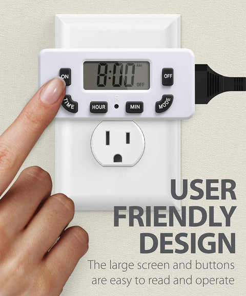 User setting Two Pack 24 Hour Programmable Digital Outlet Timer With On Off Program LCD Display Mini Indoor Plug In 125V 15A