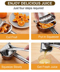 Heavy Duty Manual Citrus Juicer Press In 304 Stainless Steel Effortless Hand Squeezer For Oranges Lemons steps to extract juice