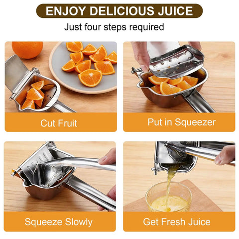 Heavy Duty Manual Citrus Juicer Press In 304 Stainless Steel Effortless Hand Squeezer For Oranges Lemons steps to extract juice