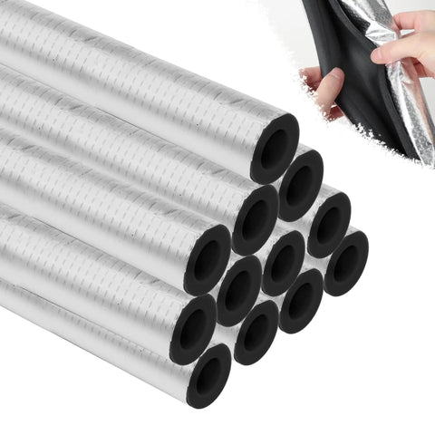 12 Pack Pipe Insulation Foam Tubes For 3/4 Inch Pipes With Pre-Slit Duct Wrap And Aluminum Foil For Outdoor Winterizing Heat Preservation