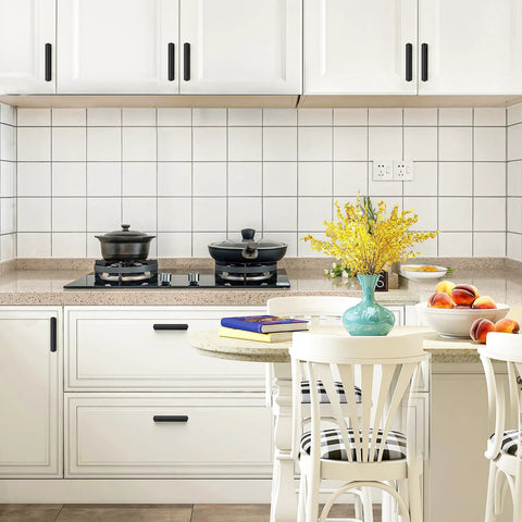 4 Pack Adhesive Cabinet Handles Peel and Stick Black Pull Handles for Kitchen Cabinets Cupboards Drawers Closets 5.83 Inch