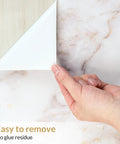 Hand peeling Marble Contact Paper Peel And Stick Countertop Wallpaper 23.6 X 78.7 Inches Waterproof Self Adhesive, showing back