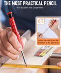 Four Pack Carpenter Pencils With Sharpener And 52 Refills, Pro Grade Mechanical Pencil in red for woodworking measurement