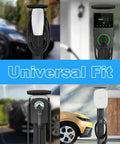 All Weather Rated Outdoor Electric Charger Pedestal Stand with Level 2 unit, matte black galvanized steel, universal fit for EV.