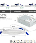 Dimensions and installation details for 12 Pack 4 Inch Ultra Thin LED Recessed Ceiling Lights With Junction Box Dimmable Canless Wafer Downlights 5000K Daylight 9W Equivalent To 80W 810 Lumens High Brightness ETL Energy Star Certified