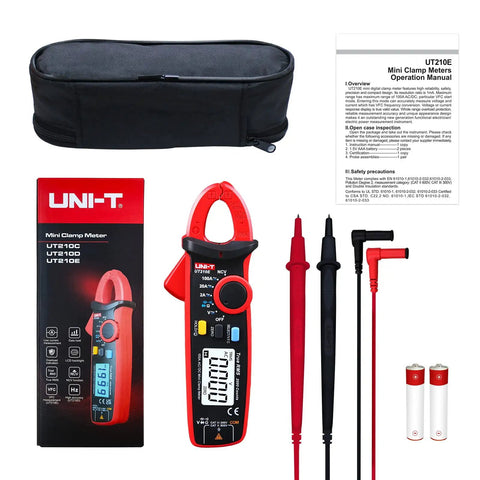 Digital Clamp Meter Auto Range True RMS 2000 Counts AC DC Amp Meter Multimeter with accessories and case.