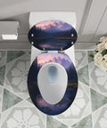 Elongated Resin Toilet Seat for Bathroom with a scenic mountain design, measuring 14.5" x 18.5" for most toilets.