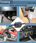 Waterproof Cable Glands 2 Pack Nylon PA66 with Rubber Seal IP68 installed in various electrical settings.