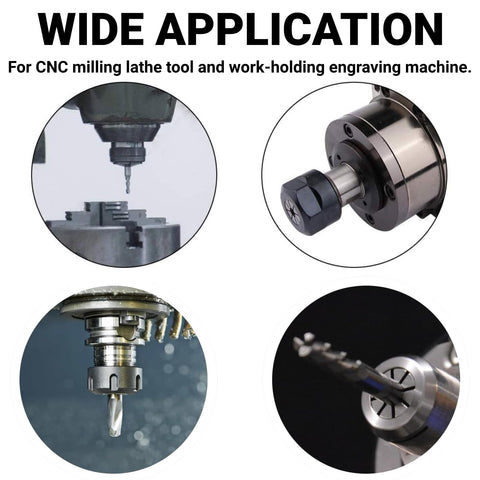 ER20 Collet Set 1 to 13mm for CNC Milling Lathe Engraving Router Tool Holder Kit, showcasing wide application in machining.
