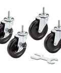 Caster Wheels Kit For Wire Shelving 4 Inch Diameter By 1 Inch Wide Casters With Two Locking Brakes And Two Non Locking Brakes 800 Pound Total Capacity