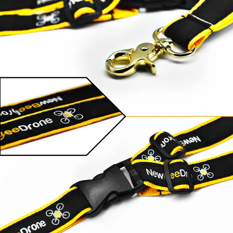 FPV Drone Lanyard Strap Transmitters Adjustable And Detachable Neck Strap Fits All FPV RC Radios Including DJI FPV Remote Controller Comfortable Polyester Build With Quick Clip Access showing metal hook and branded detail