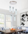Champagne Bubble Pendant Lights 5 Light Kitchen Island Fixture With Dimmable 40W Integrated LED Modern Ceiling Hanging Light