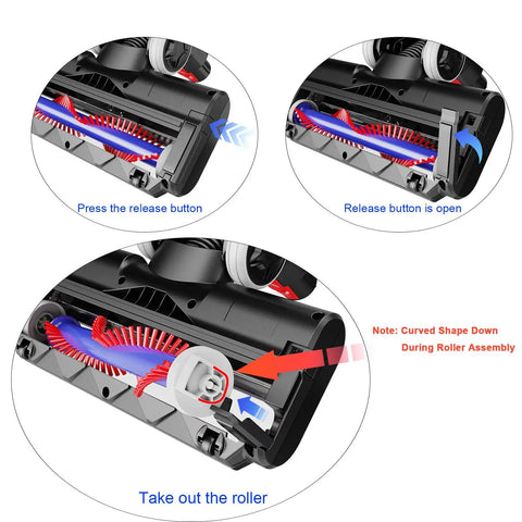 Motorized Vacuum Brush With Headlights For V6 Series Cordless Vacuums Replacement Roller With Soft And PP Bristles Assembly Steps