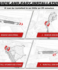 Instruction diagram for installing Beefy Three Inch Adjustable Kickstand For YZ85 2002 2026 Motorcycle Side Stand in four steps