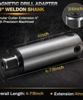 Badass 4 Inch Annular Cutter Extension with 3/4 Weldon Shank for Magnetic Drill and Drill Press Heavy Duty steel drill adapter