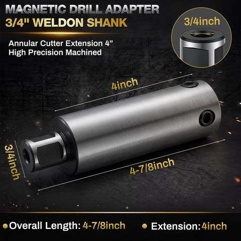Badass 4 Inch Annular Cutter Extension with 3/4 Weldon Shank for Magnetic Drill and Drill Press Heavy Duty steel drill adapter