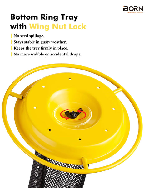Top view of Outdoor Finch Feeder for Nyjer Seed Tube with Metal Mesh 13 Inch Length Weatherproof Roof and Tray 2 lb Capacity