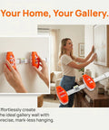Essential Dead On Picture Hanging Level And Frame Alignment Ruler For No Sweat Wall Decor Setup With Bright Orange Precision Bubble Guide for reliable art placement being used on a wall.