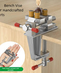 Heavy Duty 360 Degree Swivel Cast Iron Bench Clamp for Home Workshop on a wooden surface with ergonomic handle