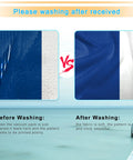 Comparison of Oversized Beach Lounge Chair Towel Cover Set Of 2 With 3 Pockets Striped Dark Blue Microfiber Before and After Washing