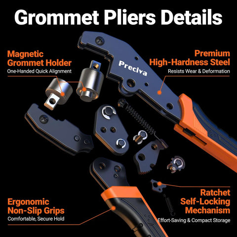 Details of All In One Grommets Tool Kit With Half Inch Grommets And Carrying Case Eyelet Punch Pliers Set And Precision Dies
