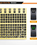 Night glow DIY stickers from 3 Gang Aluminum Panel Toggle Rocker Switch Kit with daytime and nighttime visibility.