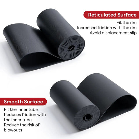 26X4.0 Inch Rim Strip And Fat Tire Rim Tape PVC Inner Tube Cushion Protector Anti Puncture Pack Of 2 For Bikes Black rolled view