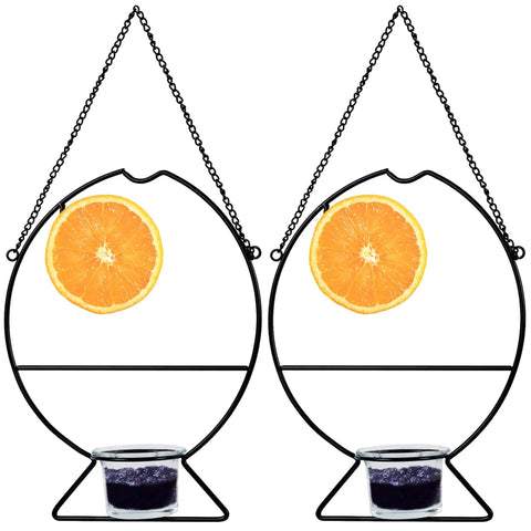 Two Oriole Bird Feeders Set With Orange Fruit Holder And Grape Jelly Grass, Outdoor Hanging Feeders For Baltimore Oriole, metal and glass design