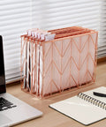 Rose Gold Hanging File Folders With Pockets Letter Size 6 Pack Decorative Cute Office Home School File Folders with tabs on desk