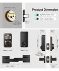 Smart Fingerprint Door Lock With Keypad And Dual Handles, No Keys Needed, Keyless Entry dimensions illustration, easy to install