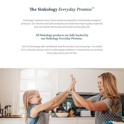 Mother and daughter high-fiving in a kitchen, showcasing Sinkology's Everyday Promise for kitchen and bath products.