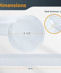 2.5 Inch Flexible Dust Collection Hose 20 Ft Left Spiral PVC Vacuum Hose dimensions showing 2-1/2 in diameter and 20 ft length