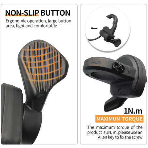 Right Thumb Throttle Speed Controller For Electric Bikes And Scooters Universal 24V 36V 48V 60V 72V Waterproof Plug EZ Install On 22mm Handlebars Without Removing The Bar End Smooth Acceleration With Hall Sensor