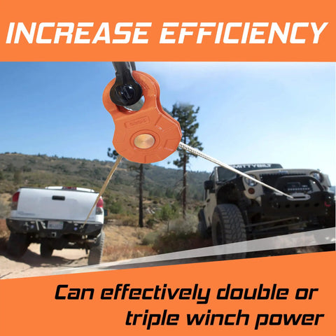 Heavy Duty Snatch Block 12 Ton Recovery Pulley for off-road winches in use between two vehicles, ideal for Jeep Truck UTV ATV