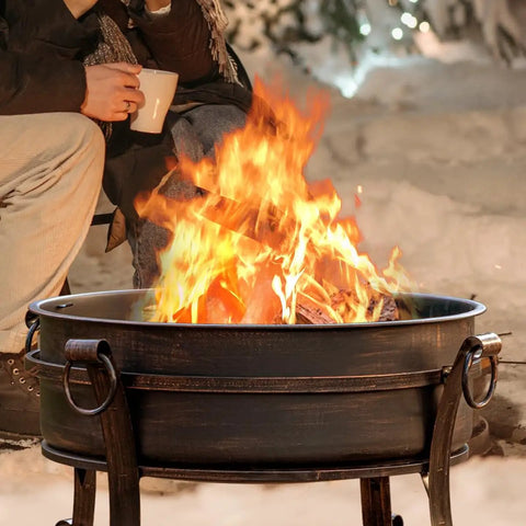 36 Inch Outdoor Fire Pit With Grill N Chill And Lid All In One Round Table For Patio Barbecues Heavy Duty Wood Burning Fire Pit