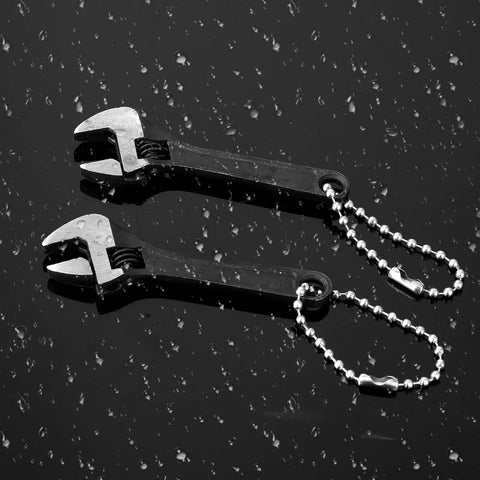 Two Pack 2.5 Inch Mini Adjustable Crescent Wrenches With Locking Keychain, Compact Carbon Steel Repair Tools