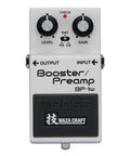 BP-1W Booster Preamp Dope Analog Tonal Shaper For Guitars Premium Waza Craft Pedal front view with knobs and input/output