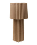 Front view of Pleated Jute And Metal Table Lamp In Natural Finish, Cozy Vintage Vibe Modern Lighting For Living Room Or Bedroom, 24 Inch Tall